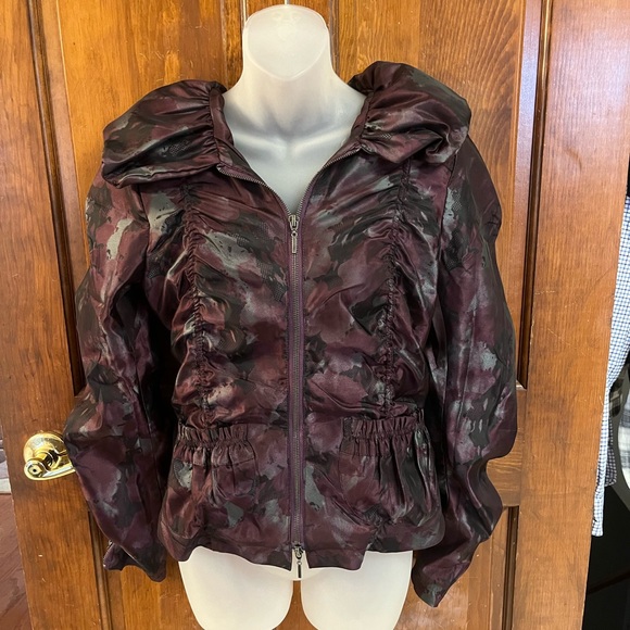 SoLo Moda puffy ruched sleeves stand up collar amethyst zip front jacket size 2 - Picture 2 of 14